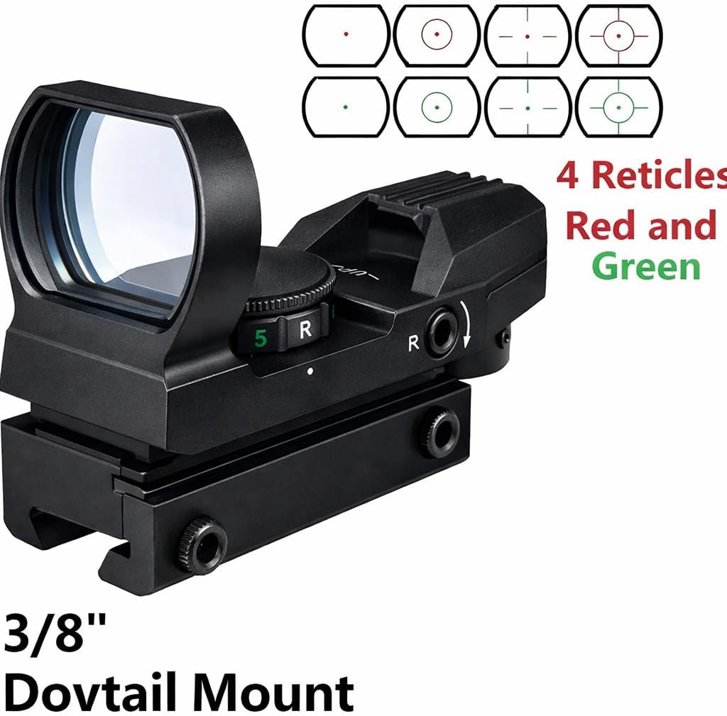 GOTICAL Red and Green Reflex Sight with 4 Reticles, 3/8" Dovetail Mount for Airgun Airsoft and .22 Rifle