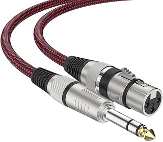 ジャック 6.35mm - XLR オス 3ピン オーディオ ケーブル 編組XLRオス TRS ステレオギターケーブル (XLRメスから6.35mm オス, 3M) [並行輸入品]