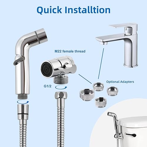 Miniatura 4 de Accesorio rociador de manguera para grifo de fregadero, rociador de bidé de mano para inodoro, ducha de baño de doble función, rociador de pañales