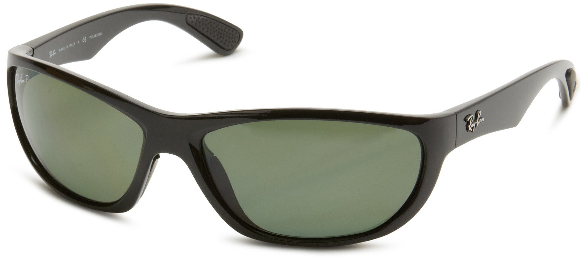 Ray-Ban RB4188 Polarized Rectangular Sunglasses, Black, 63 mm
