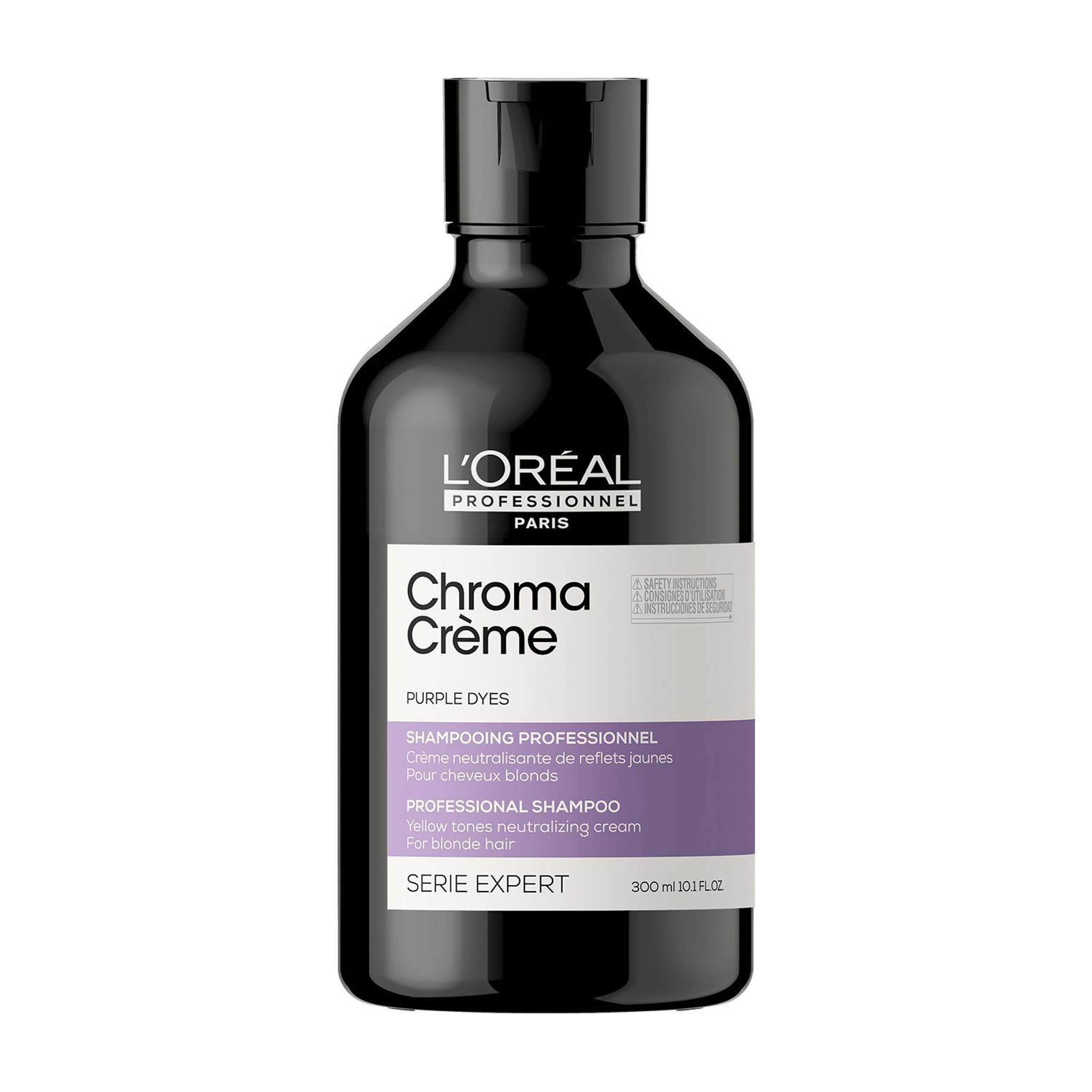 L’Oréal Professionnel, Champú neutralizante de tonos amarillos, Para rubios y platinos perfectos, Textura cremosa con pigmentos morados, Chroma Crème, SERIE EXPERT, 300 ml