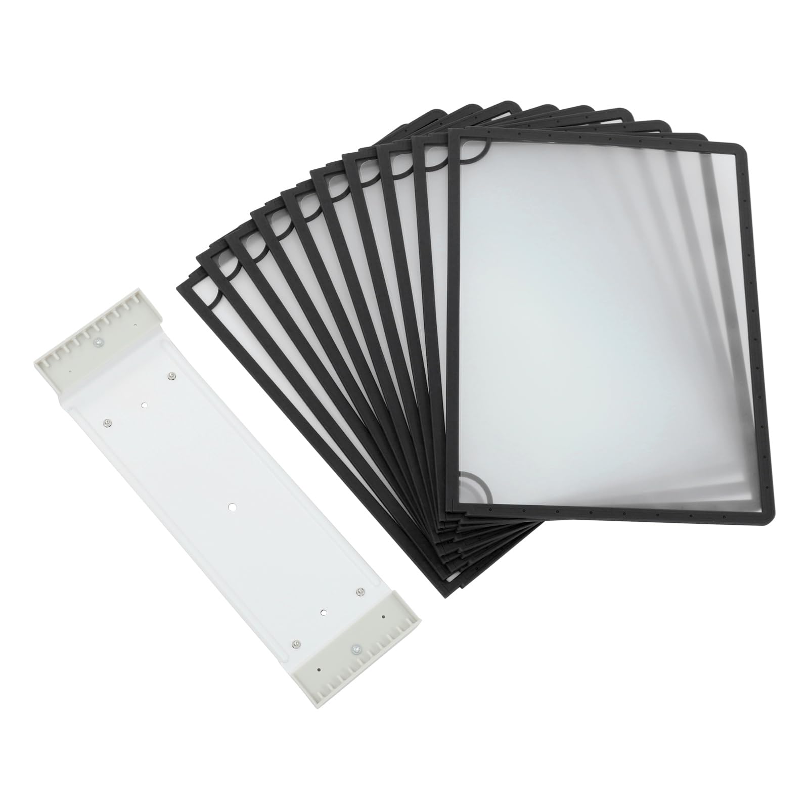 Wand Sichttafelsystem 10 Sichttafeln A4 Dateiregal Schwarz | Dokumentenhalter Magnetisch Wandhalterung mit Sichttafeln