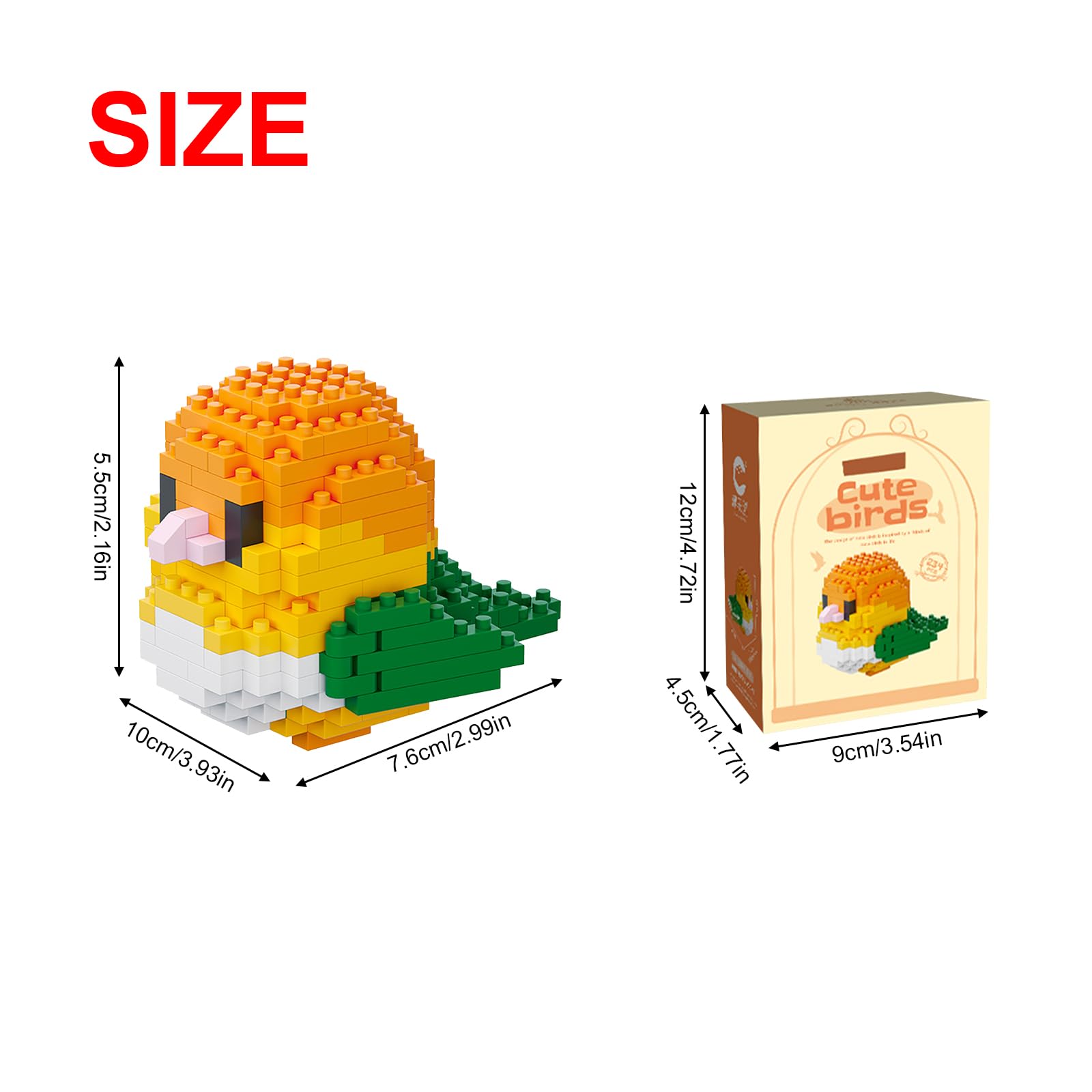 NOOLY Parrot Micro Building Bricks Kit Bird Thmed Blocks Set Decoration for Home and Office WKLJM-01 234Pcs (Orange) 8916 - Image 3