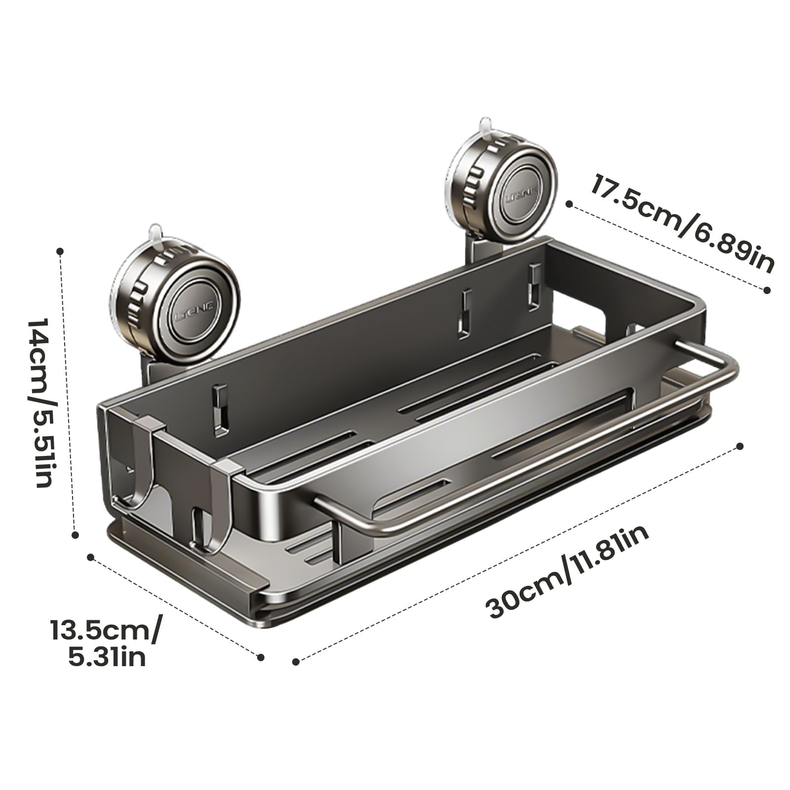 Duschregal – langlebiges Aluminium- und ABS-Design, kein Bohren, Saugnapf, starker Saugnapf für Badezimmer und Wohnheim, kompakte Größe