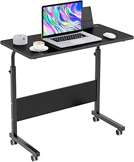 sogesfurniture Mobile Side Table 31.4 inches Tablet Slot & Wheels Mobile Laptop Computer Desk Adjustable Movable Laptop Computer Stand for Bed Sofa, BHUS-05#3-80BK
