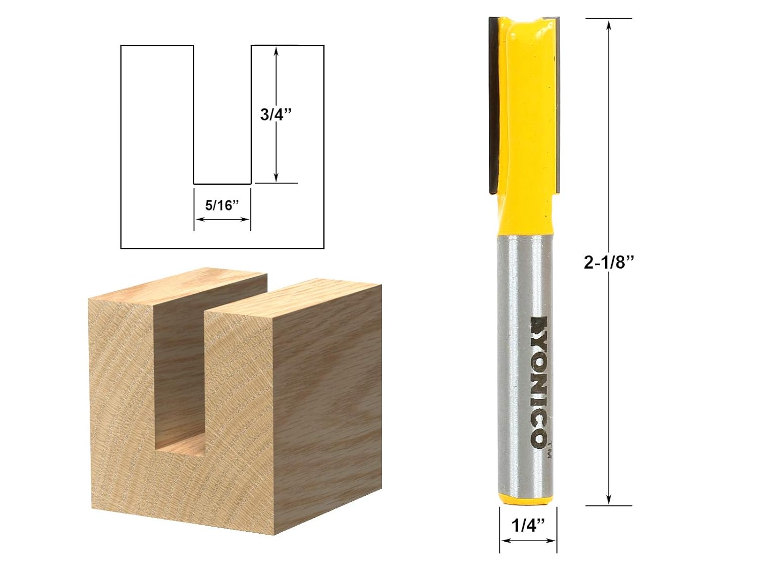 Yonico 14156q - Straight Router Bit, Cutting Diameter: 5/16", Cutting Height: 3/4" - 1/4" Shank, 1/4 Inch - Image 3