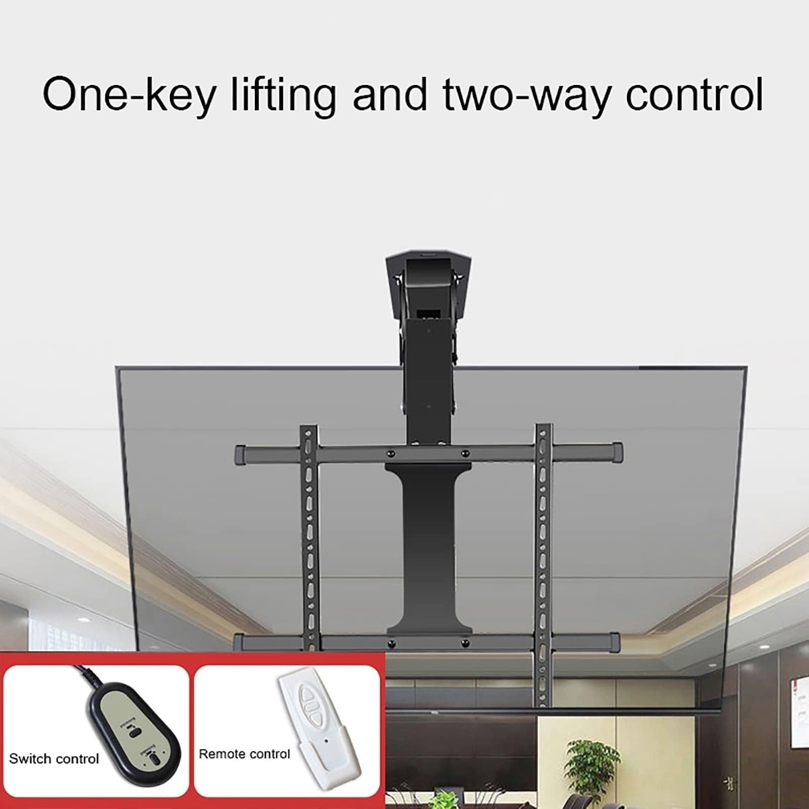 Soporte de TV para Techo de Mesa - Soporte de TV motorizado abatible de 0 a 85°, Compatible con televisores de 32 a 70 Pulgadas, con elevación automática.