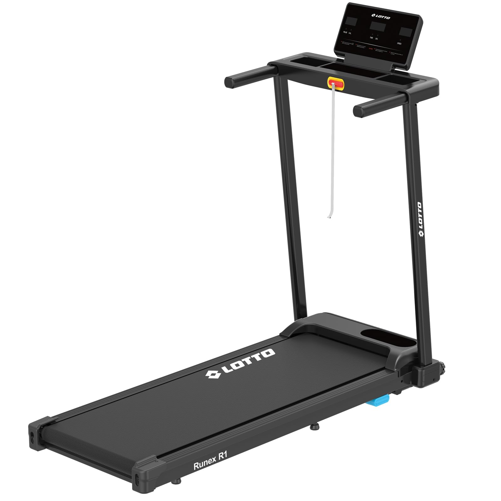 Tapis Roulant Elettrico Lotto Runex R1, Pieghevole 100%, 2 CV, Velocità 1–8 km/h, Inclinazione 2 Livelli, Superficie 105×40 cm, Console LED, Bluetooth FitShow/Kinomap/Zwift, 12 Programmi, Max 100 kg