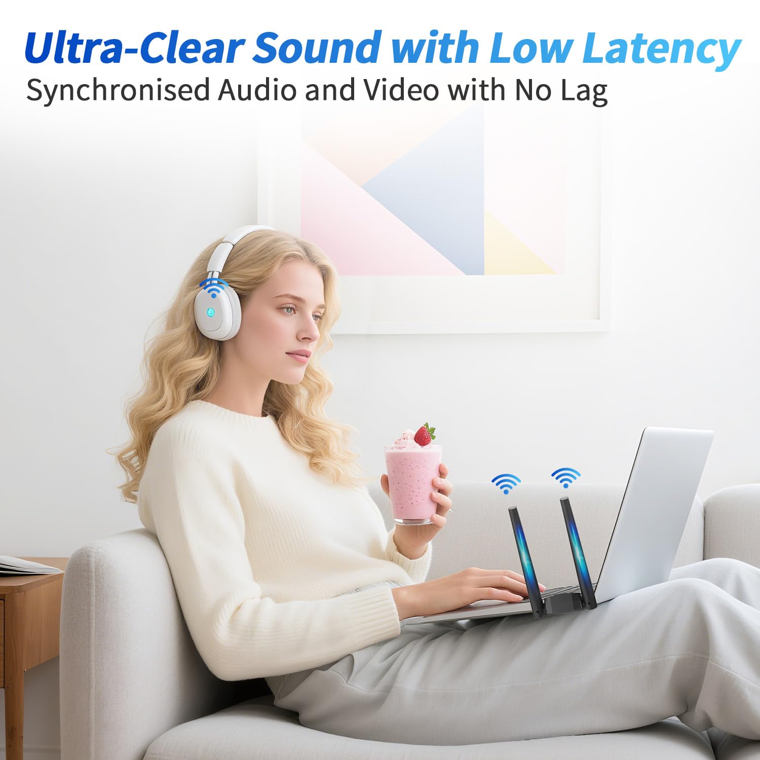 Long Range USB Bluetooth 6.0 Adapter for PC, Built-in PA Enhanced 5dBi High Gain Wireless Dongle w/Dual Antennas, Supports Windows 11/10/8.1/7 Laptop Desktop, NOT For TV, Mac, Car Stereo — view 7