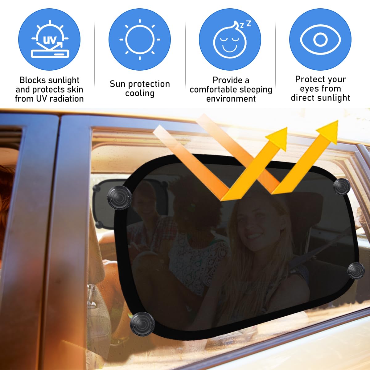 Pare Soleil Voiture Bébé 65 X 50 Cm - Rideau Pour Voiture Avec Ventouse - Protection UV - Idéal Grandes Fenêtres Latérales - Gris (x 2 Pièces