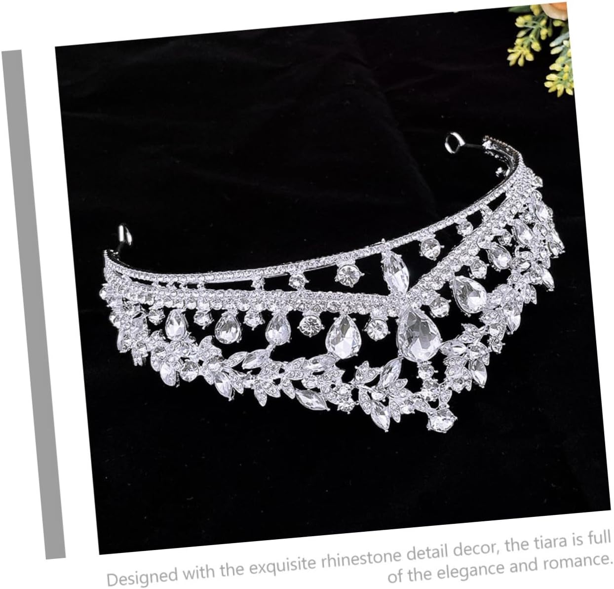 Bridal Rhinestone Tiara Crown Silver Wedding Headpiece for Women Birthday Party Accessory