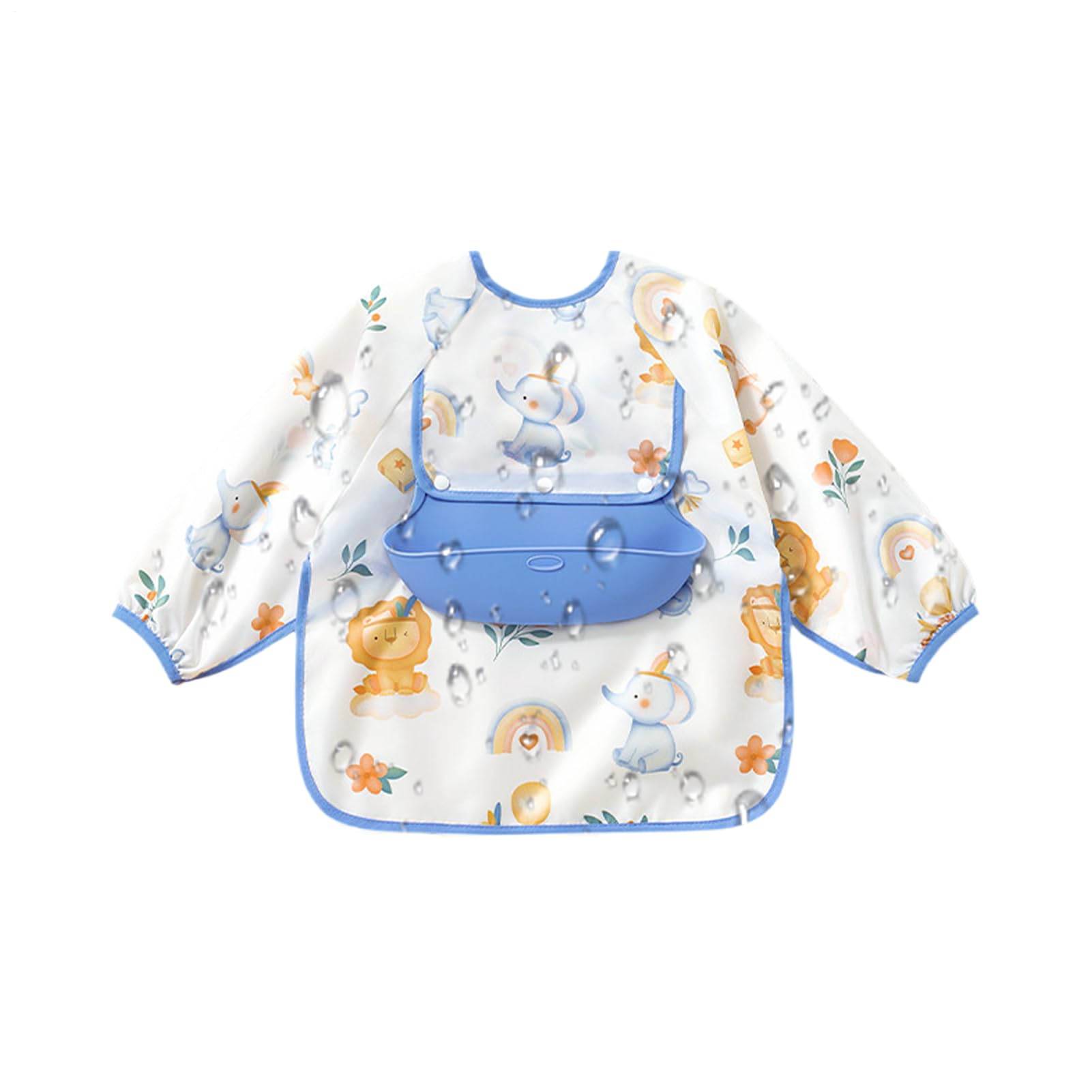 ベビーフードビブ | 袖付き授乳用スタイ | 敏感肌対応 離乳食機能付き スタイ 日常 幼児 食事 ホーム お出かけ リビング 幼稚園 男の子女の子