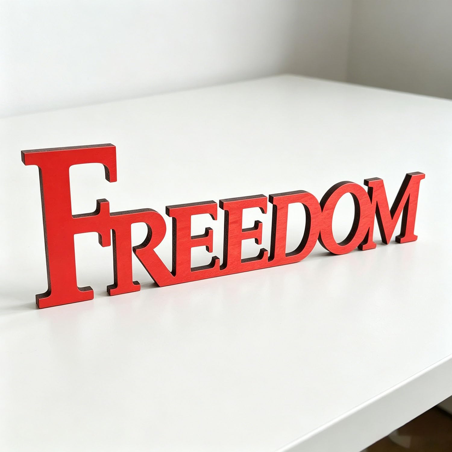 Snlioek Wooden Freedom Home Decor-Red Fourth Of July Patriotic Tabletop-4Th Of July Independence Day Sign Decor,Independence Day Centerpieces For Housewarming Mantel Shelf Desk