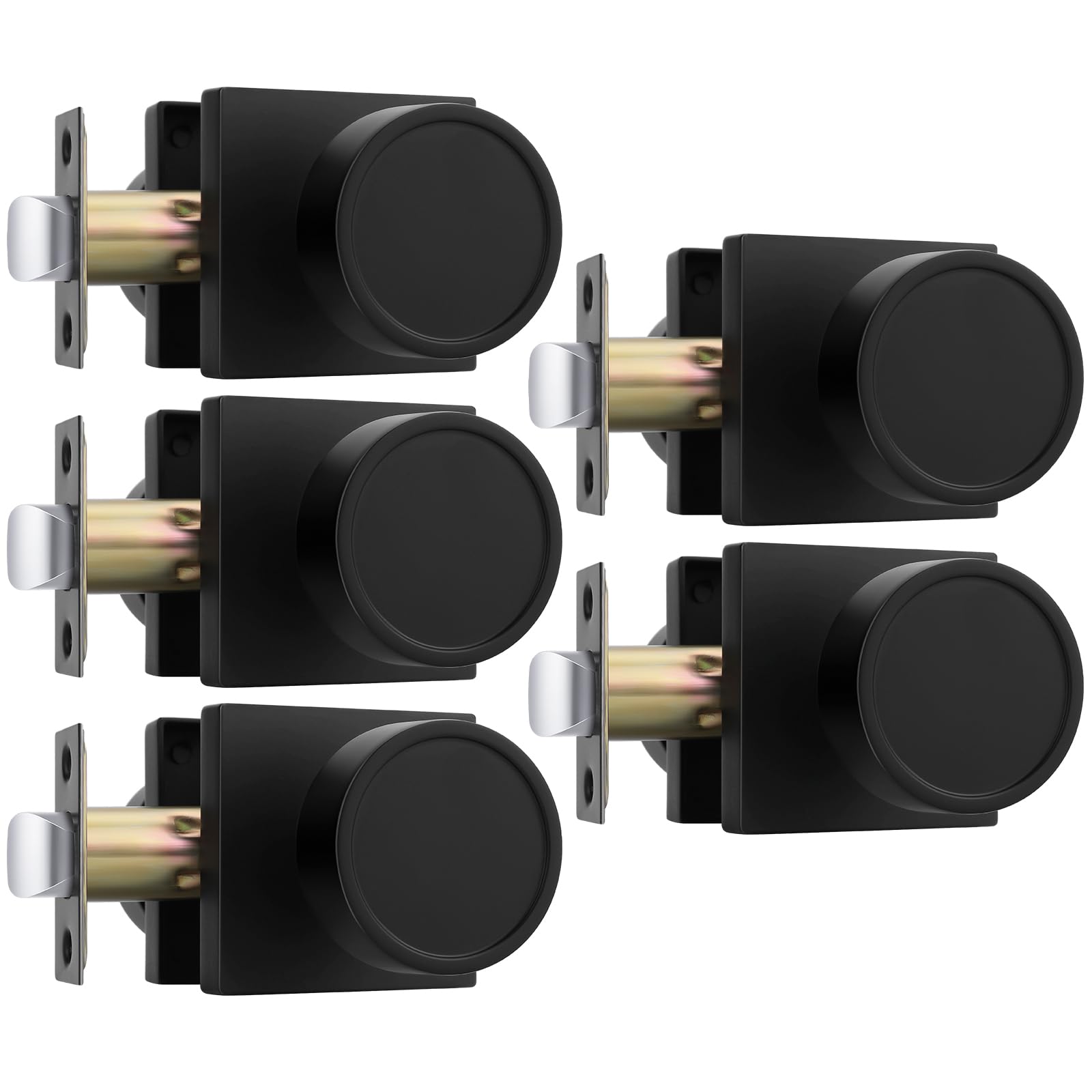 Goldenwarm Passage Matte Black Closet Door Knobs Interior, 5 Pack