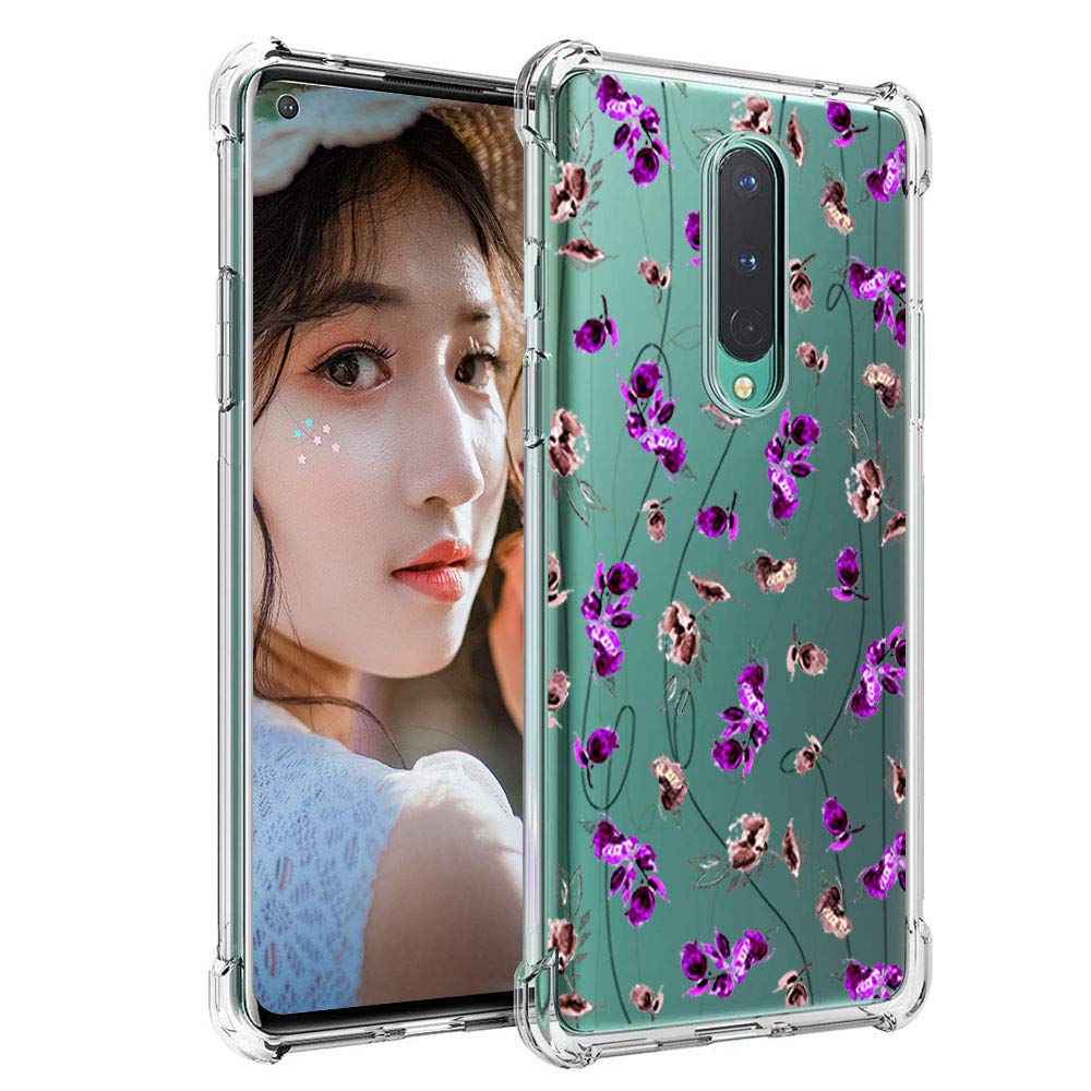 Clear Bumper Case for OnePlus 8 case - Stylish Flower Shockproof TPU Bumper Silicone Ultra-Thin Design Full Protection Phone Cover for OnePlus 8 5g case2020-17