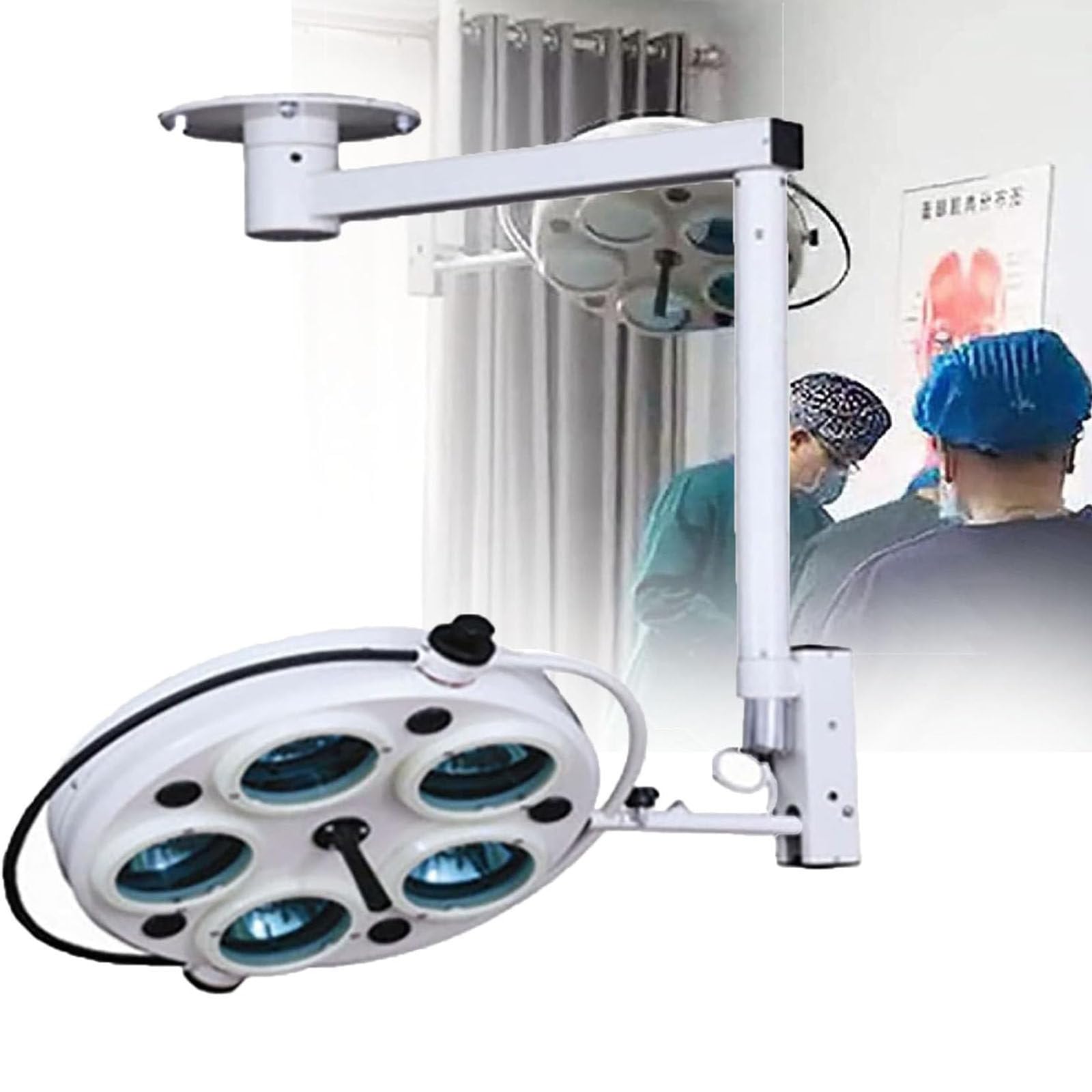 Lampa bezcieniowa do badań 25 W, lampa sufitowa do sali operacyjnej, lampa sufitowa 360°, bezcieniowa, zimne białe światło z regulowaną temperaturą barwową