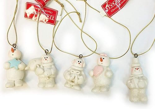 Mini Claydough Snowman Ornament 1.5 inches Set/5