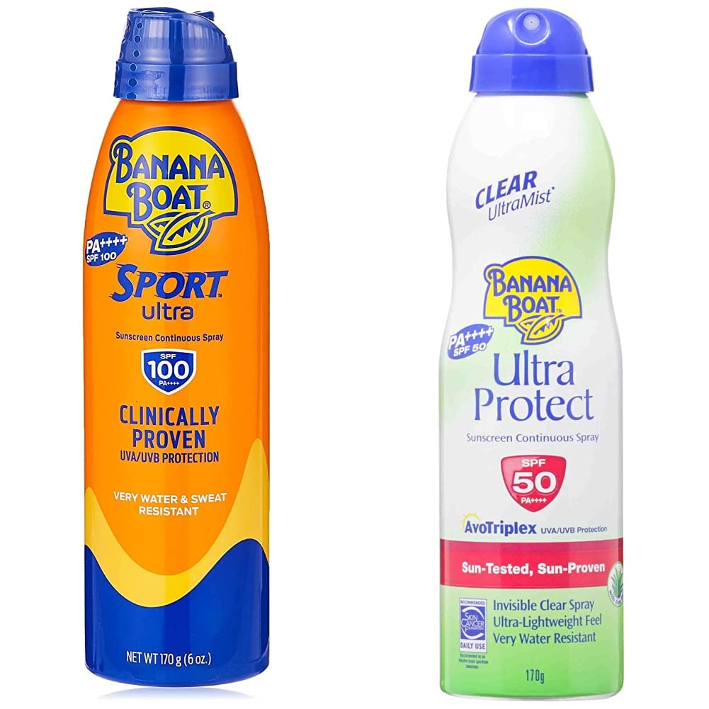 Banana BoatSport Sunscreen Continuous Invisible Clear Spray-SPF100-Clinically Proven-UVA/UVB Protection-Water & Ultra Protect Sunscsreen Lotion Spray Spf50 170 G, Pack Of 1