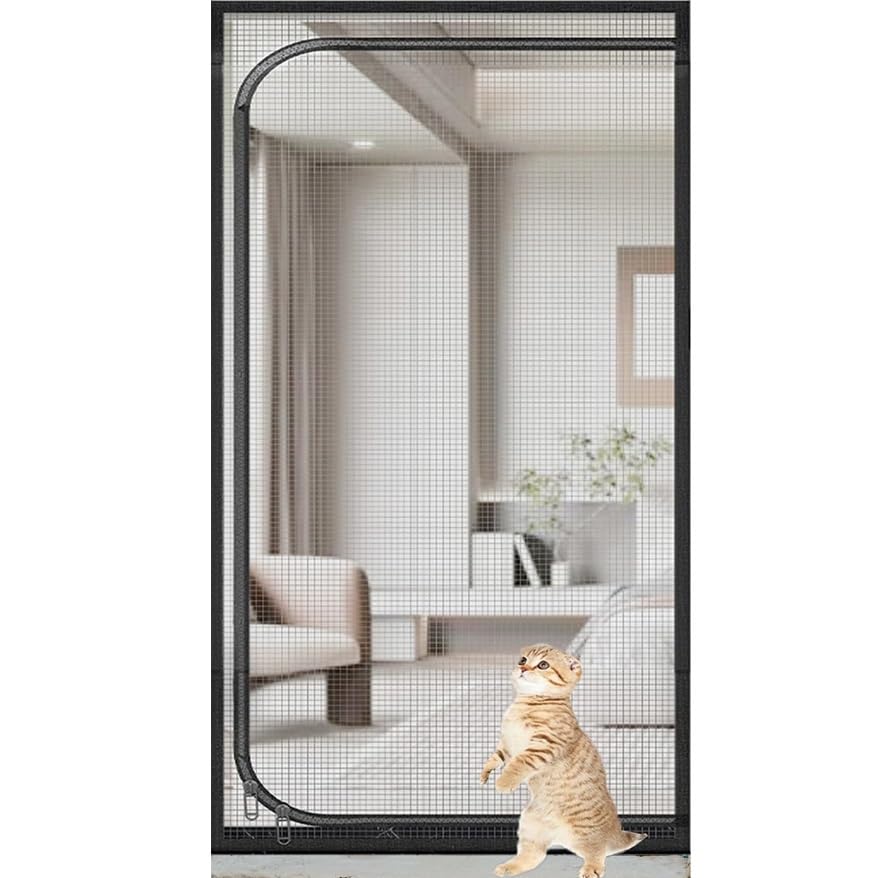 Balkondeur Kattenbeschermgaas Woonkamer Slaapkamer Keuken Terras Hond Kat Gaasdeur Rits Geschikt voor Deur (Color : B, Size : 150x220cm