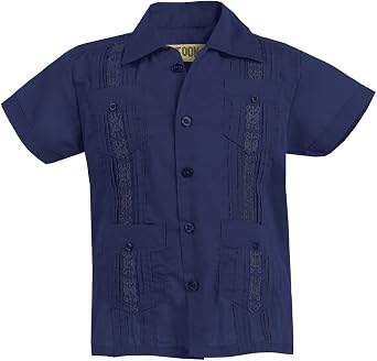 Platoon Kids Boys Guayabera Short Sleeve Cuban Shirt Wedding Beach - Toddlers & Juniors