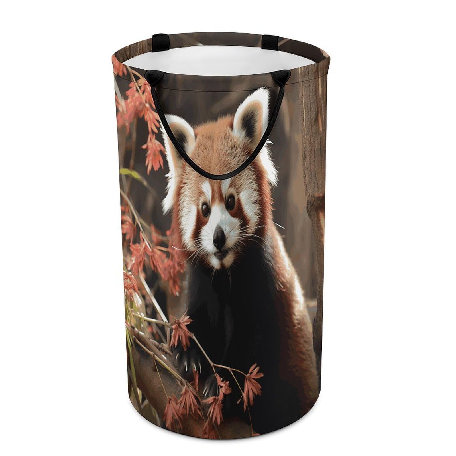 Red Pandas Laundry Hamper Waterproof Polyester Laundry Baskets Collapsible Dirty Clothes Storage Basket Clothes Hampers with Sturdy Handles for Travel Bedroom