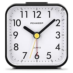 Peakeep Small Battery Operated Analog Travel Alarm Clock Silent No Ticking, Lighted on Demand and photo Peakeep Small Battery Operated Analog Travel Alarm Clock Silent No Ticking, Lighted on Demand and