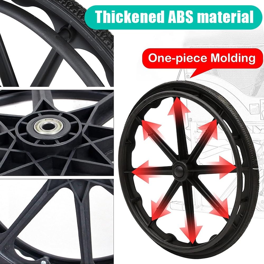 Rueda Maciza, Piezas De Repuesto para Sillas De Ruedas Manual, Recambio De Ruedas No Neumática Prueba De Pinchazos Sólido Rueda De Silla De Ruedas | 2Pcs-20in/50cm