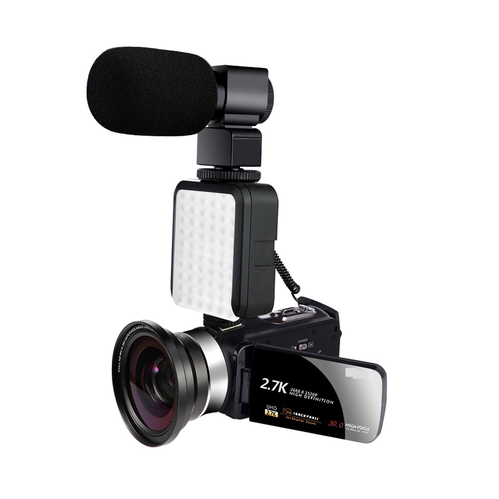 Caméscope Vlog 2.7K à zoom 16X puissant pour des vidéos nettes