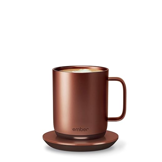 Ember Temperature Control Smart Mug 2, 10 oz, Copper, 1.5-hr Battery Life - App Controlled Heated Coffee Mug - New & Improved Design