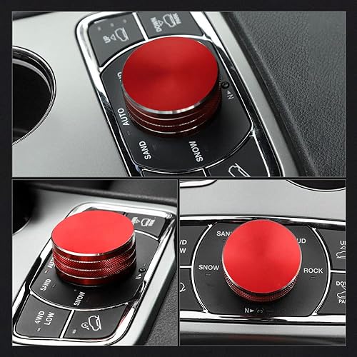 Miniatura 7 de LECART Para Jeep Grand Cherokee Accesorios 2014-2021 Central Multimedia 4WD Interruptor Pomo Cubierta de Aleación de Aluminio Roja 1 Paquete