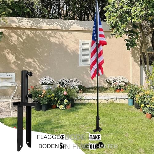Support mât de drapeau en acier renforcé pour fixation au sol stable