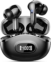 WelcometoAOSRAU I63 Wireless Earbuds Bluetooth 5.4 HiFi Stereo, 4 ENC Noise Cancelling Mics, 48H Playtime Dual LED Display, IP7 Waterproof, Black