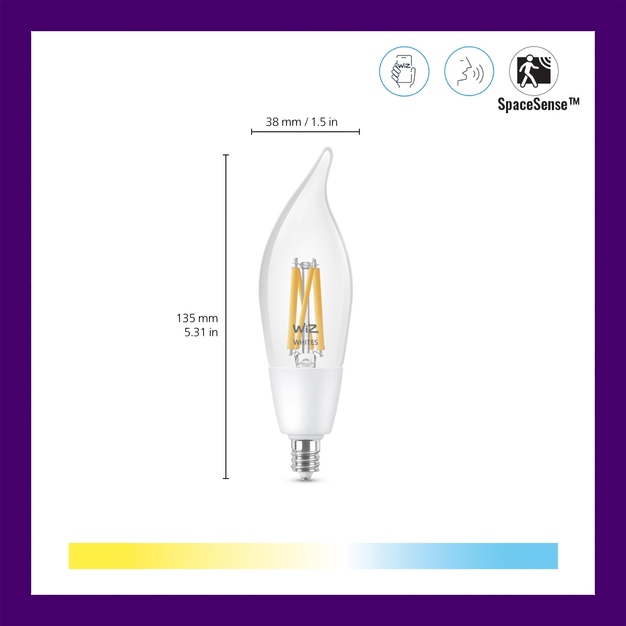 WiZ Connectd Clear 40W BA11 Tunable White Filament LED Smart Bulb