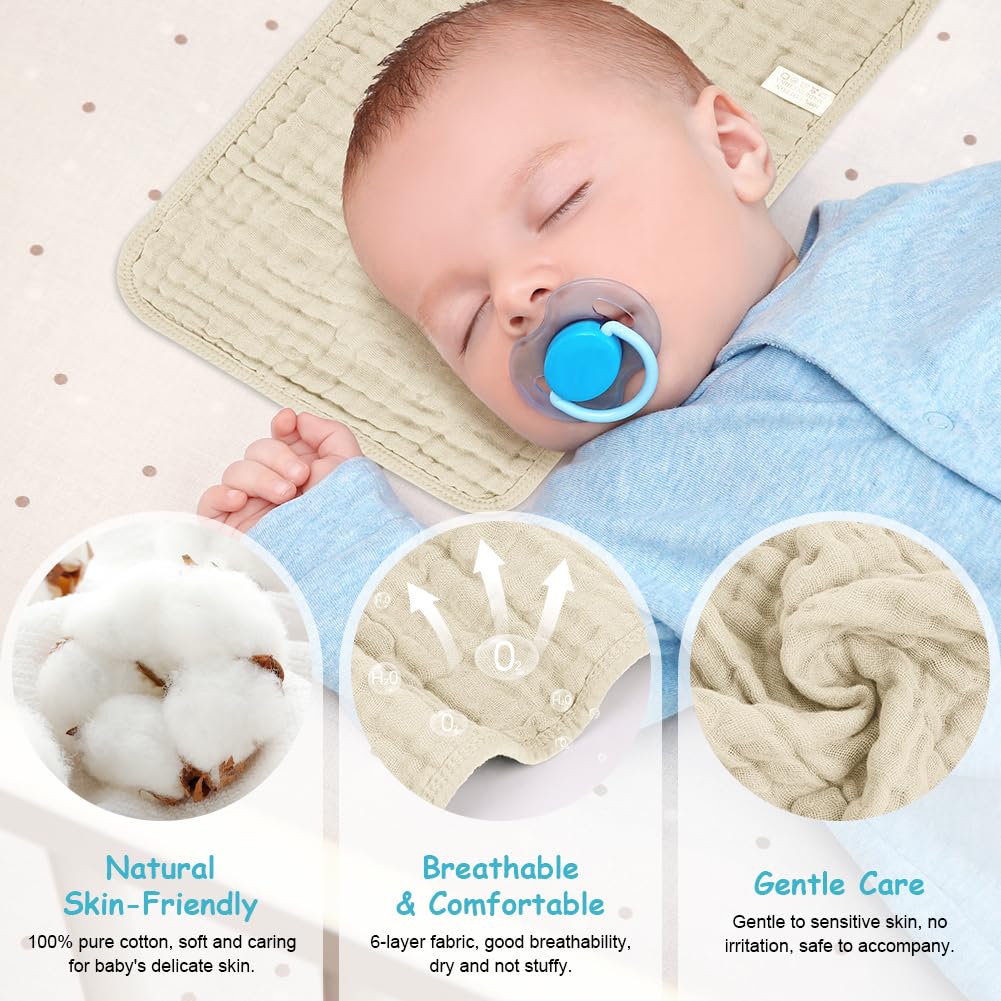 AYESY Muslin Squares Cloth for Baby 6pack 25cm x 50cm Muslin Burp Cloths 100% Cotton 6 Layers Extra Soft and Absorbent Baby Burp Cloth Set for Newborn Boys Girls - Image 4