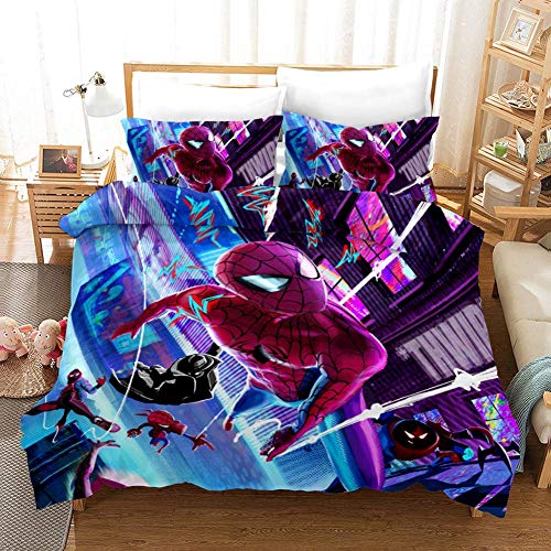 ZZALL Spiderman - Juego de Ropa de Cama (3 Piezas, 100% Microfibra, con Cremallera), Microfibra, Spiderman 03, 135 x 200 cm