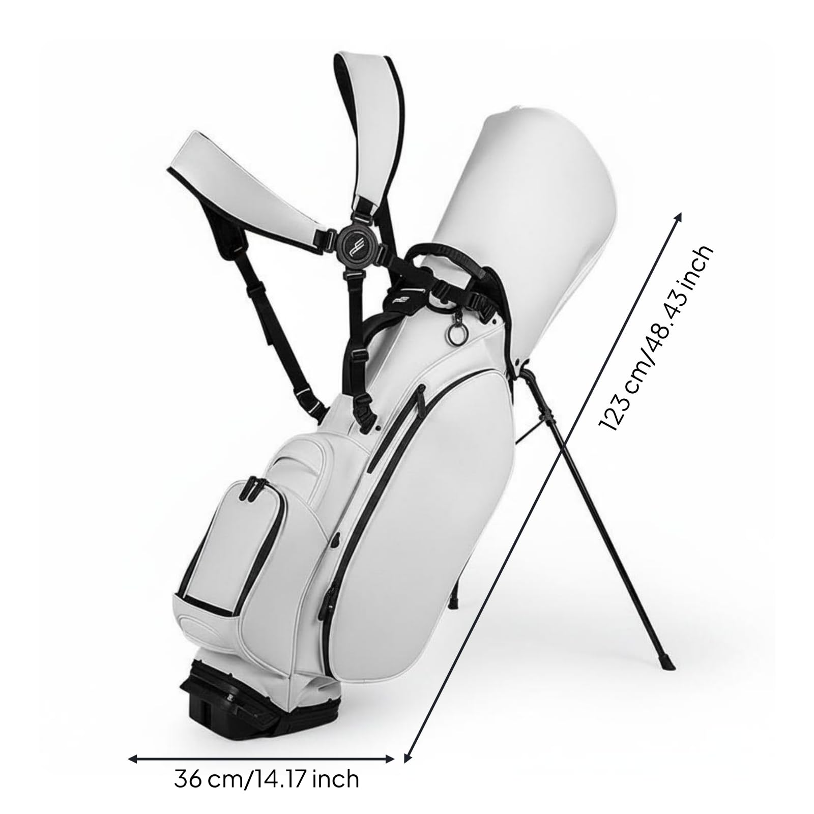 Golf-Schlägertasche mit Ständer Leicht Golf-Standtasche Isolierfach Tragbare Golftasche für Männer, Frauen, Golfplatz, Übungsplatz, Weiß