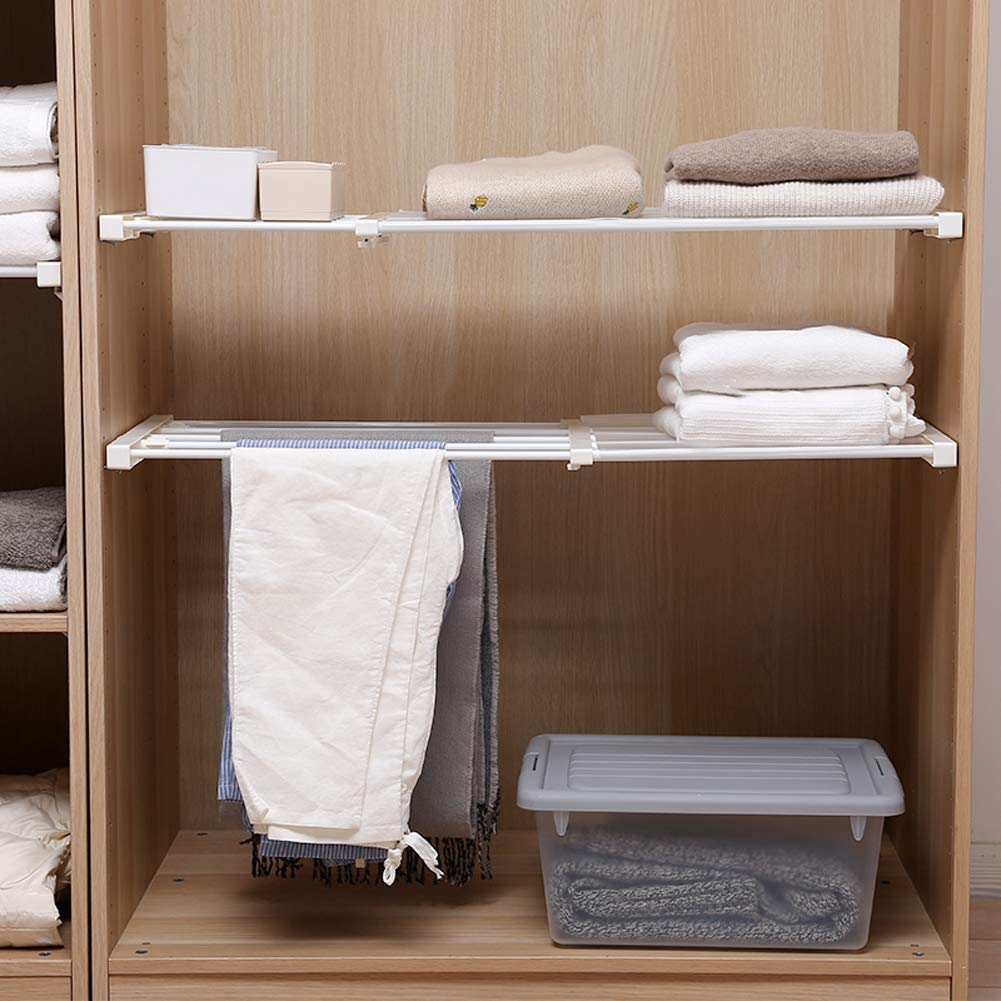 lyrlody Estante Divisor del Armario Extensible, Armario Separador Estantería de Almacenamiento Organizador de DIY Barra para Dormitorio Cocina Baño, Longitud Extensible 73 – 128 cm