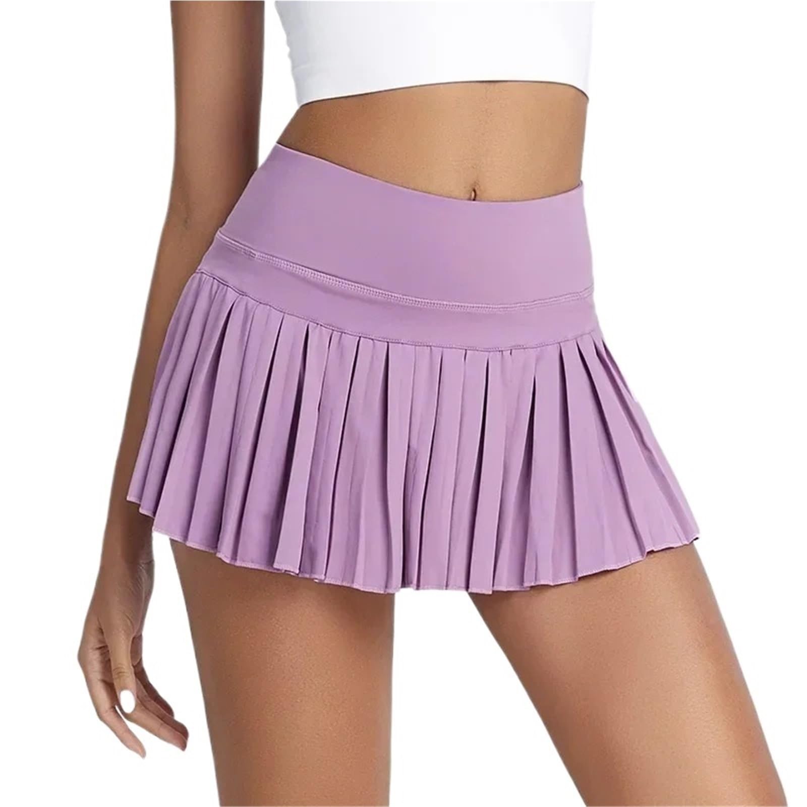 Falda Deportiva de Cintura Alta con Bolsillos, elástica, antideslumbrante, de Secado rápido, for Yoga, Plisada y con Pelotas de Tenis. para Correr y Hacer Ejercicio Físico