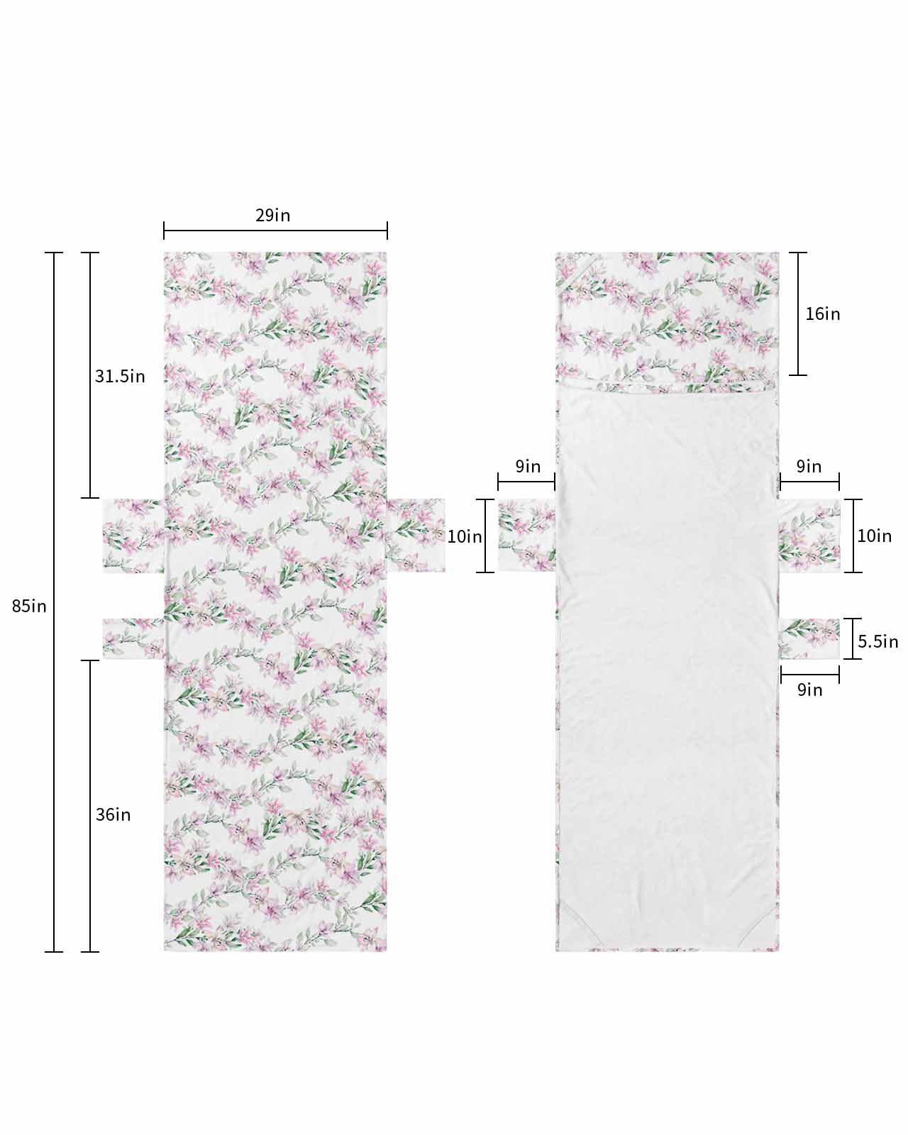 Pink Floral Beach Lounge Chair Towel Cover, Soft Chaise Lounge Towel with Side Pockets Patio Pool Chairs Cover for Beach/Pool Sunbathing 29x85 Spring Summer Botanical Teal Watercolor Chic