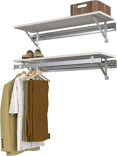 Sistema de armario de segundo estante para colgar individual, 36 pulgadas, blanco