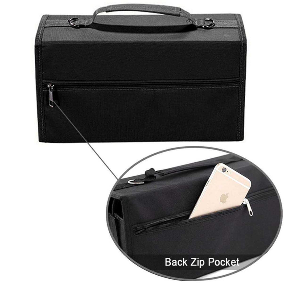 Operitacx Organizzatore Astuccio Portapenne 80 Scomparti Nero | Borsa Portaoggetti con Tracolla Staccabile, Uso Ufficio e Viaggio, Custodia Protettiva per Articoli Vari