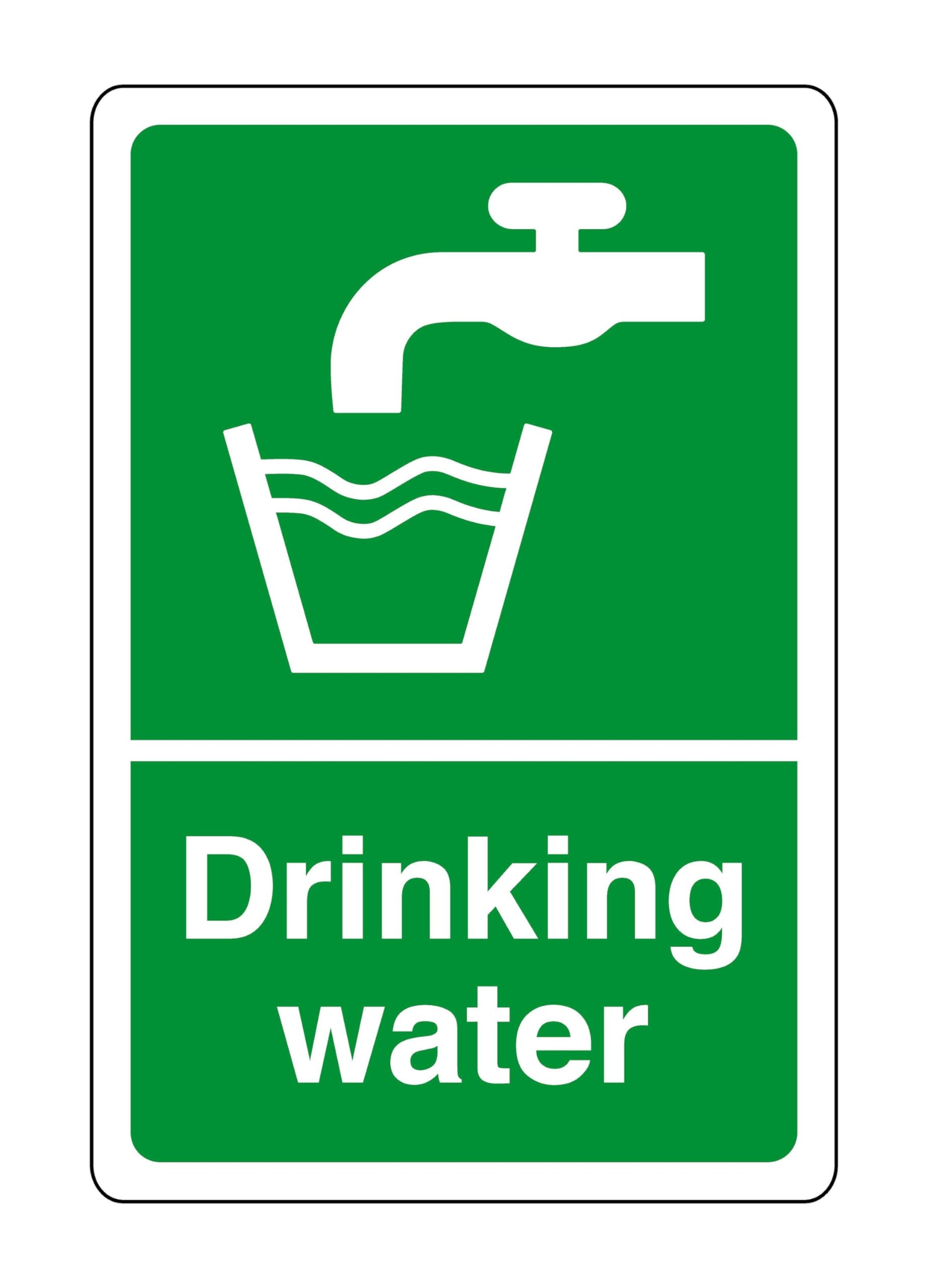 Drinking water - safety sign - 1.2mm Rigid plastic for indoor/outdoor usage (400mm x 300mm) Viewing Distance within 14m.