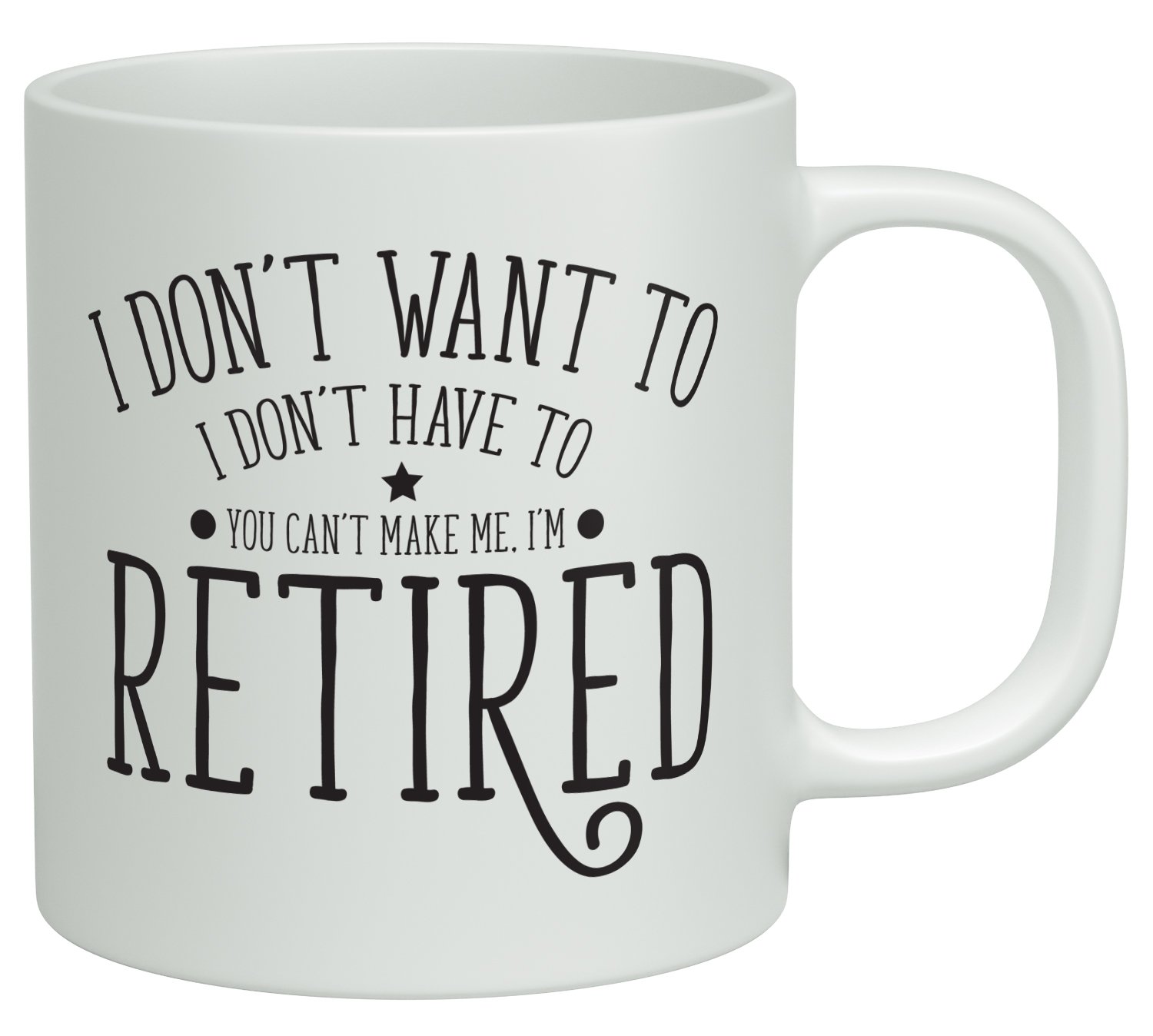 Shopagift White I Don't Want To, I Don't Have To, You Can't Make Me, I'm Retired Retirement Leaving 10Oz Novelty Gift Mug Cup