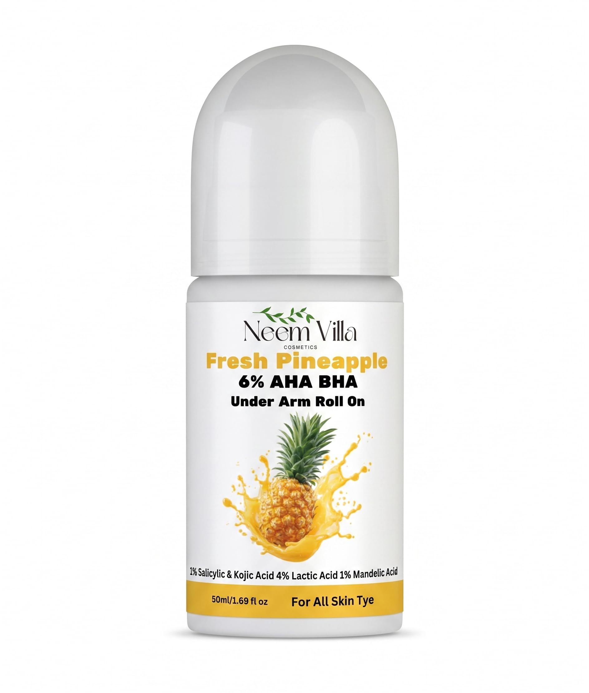 Neem Villa Clear Aura Natural Deodorant Roll On MenWomen Long Lasting Odour Protection Underarm Freshness Gentle Non-Sticky Daily Use Roll On Refreshing Fragrance Alcohol-Free Skin Friendly Formula (Pack of 1, Frosty flor) (Pack of 1, Pineapple roll on)-image-25