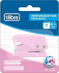 Tilibra - Perfurador 1 Furo 10 Folhas P206 Rosa Claro