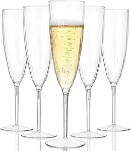 WDF 36PCS Clear Champagne Flutes Plastic - 6 OZ Clear Disposable Champagne Flutes Party Supplies for Wedding/Birthday/Parties