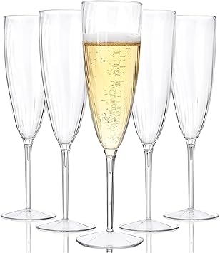 WDF 36PCS Clear Champagne Flutes Plastic - 6 OZ Clear Disposable Champagne Flutes Party Supplies for Wedding/Birthday/Parties
