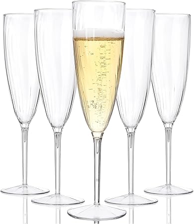 WDF 36PCS Clear Champagne Flutes Plastic - 6 OZ Clear Disposable Champagne Flutes Party Supplies for Wedding/Birthday/Parties