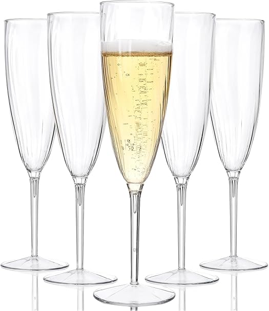 WDF 36PCS Clear Champagne Flutes Plastic - 6 OZ Clear Disposable Champagne Flutes Party Supplies for Wedding/Birthday/Parties
