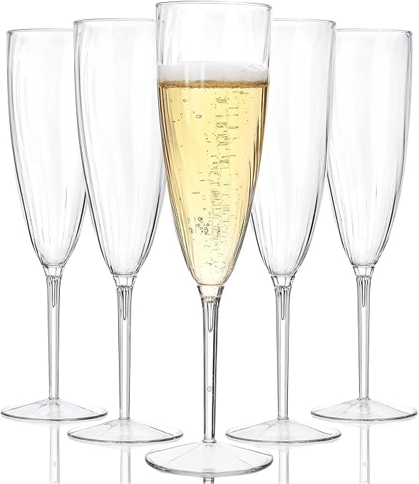 WDF 36PCS Clear Champagne Flutes Plastic - 6 OZ Clear Disposable Champagne Flutes Party Supplies for Wedding/Birthday/Parties